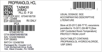 Label (83980 006 10 Propranolol HCl 20mg 67046 1657 30)